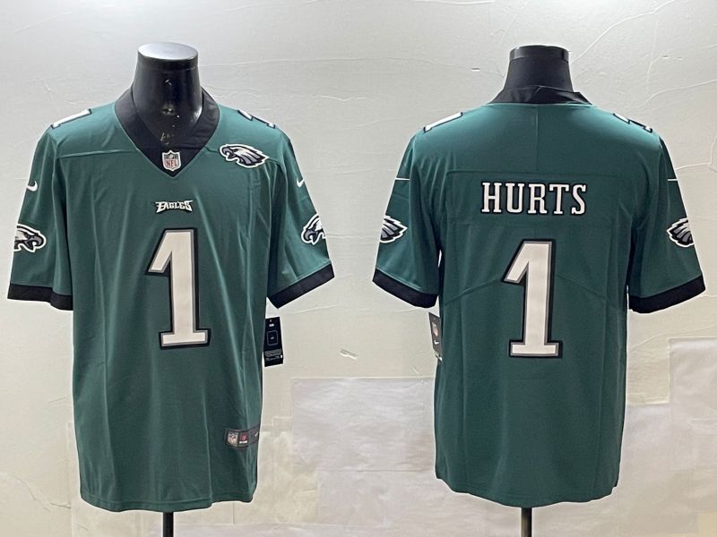 Men Philadelphia Eagles #1 Hurts Green 2025 Nike Vapor Limited NFL Jersey style 4